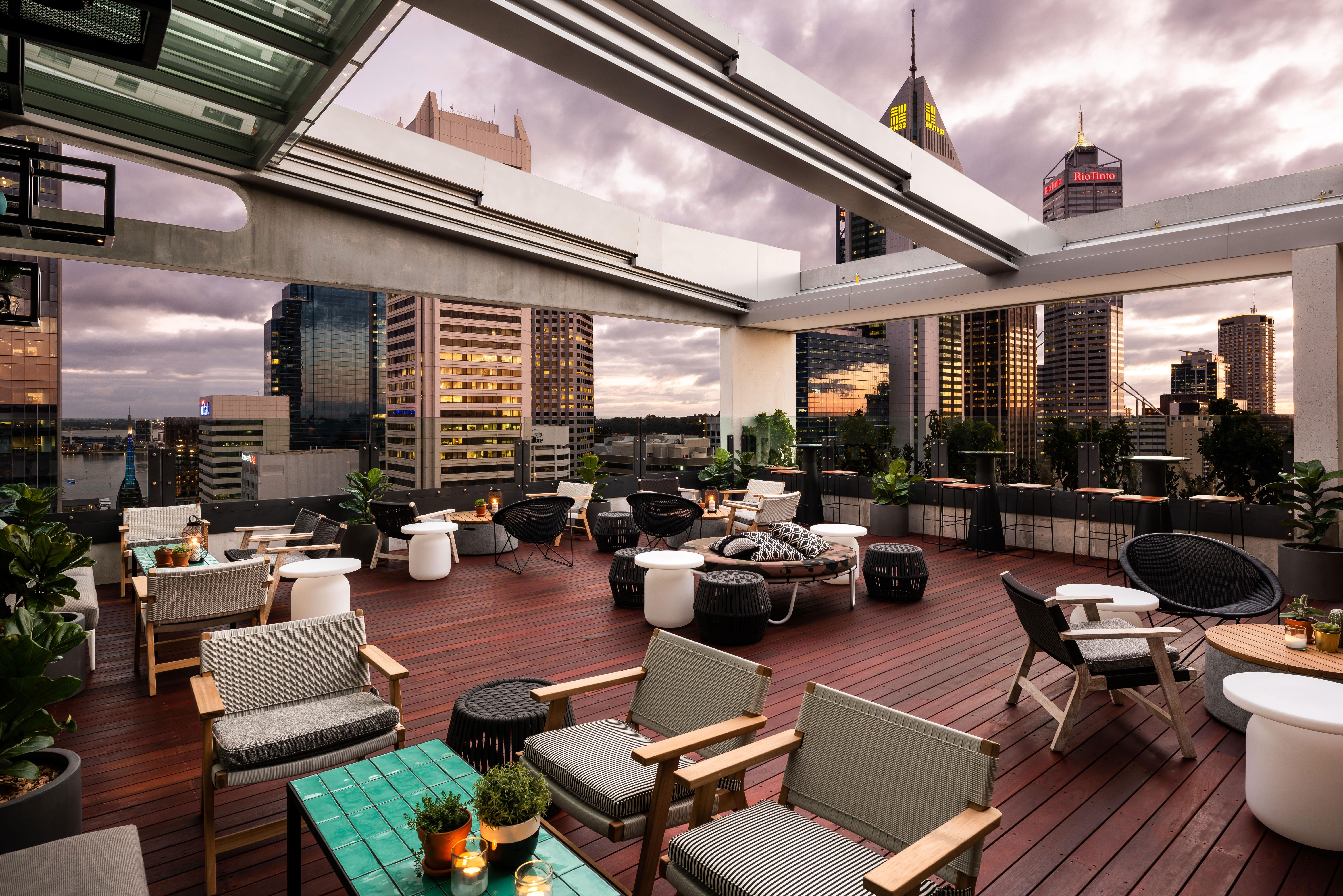 Qt Perth Hotel Exterior photo The rooftop bar at the Crown Towers